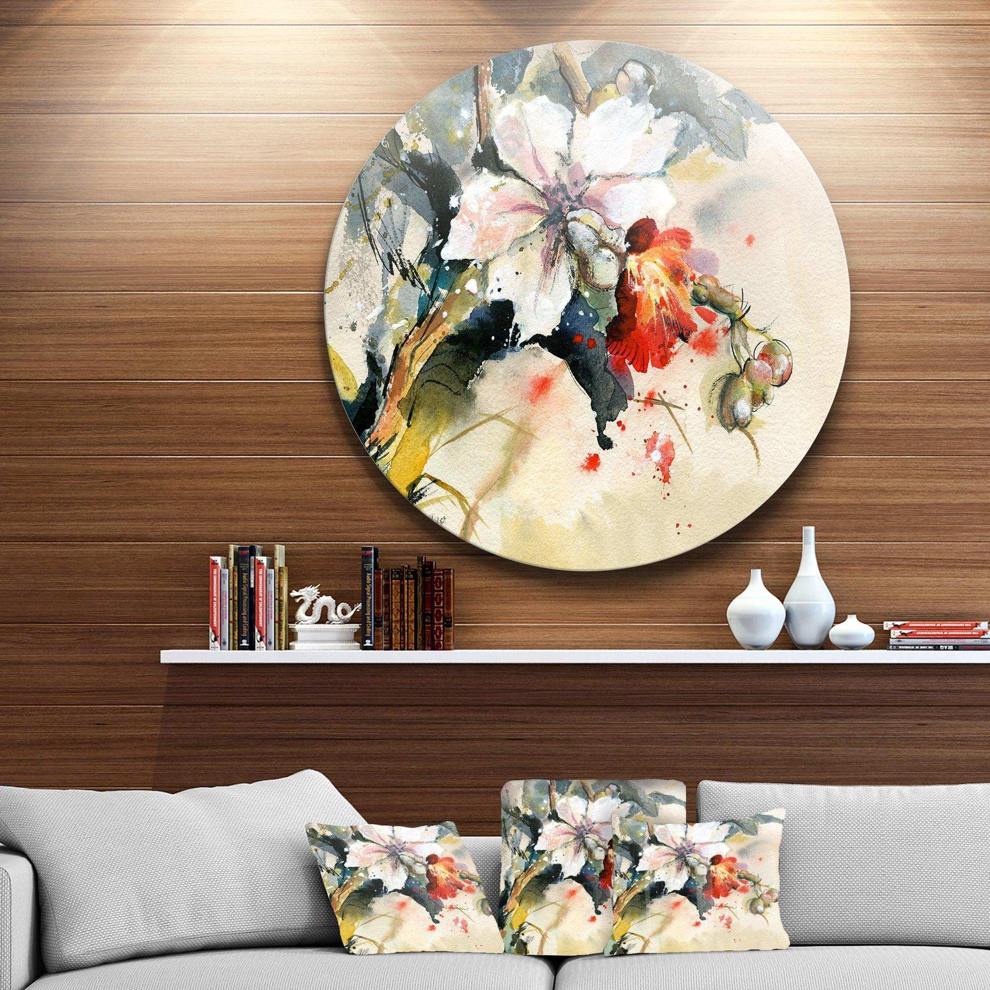 Orchid in Bloom - Floral Circle Metal Wall Decor