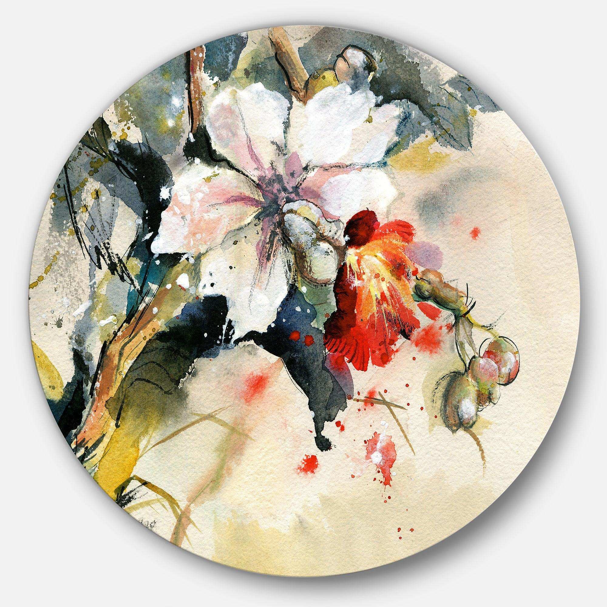 Orchid in Bloom - Floral Circle Metal Wall Decor