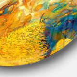 Abstract Yellow Collage Large Abstract Metal Circle Wall Art