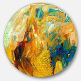 Abstract Yellow Collage Large Abstract Metal Circle Wall Art