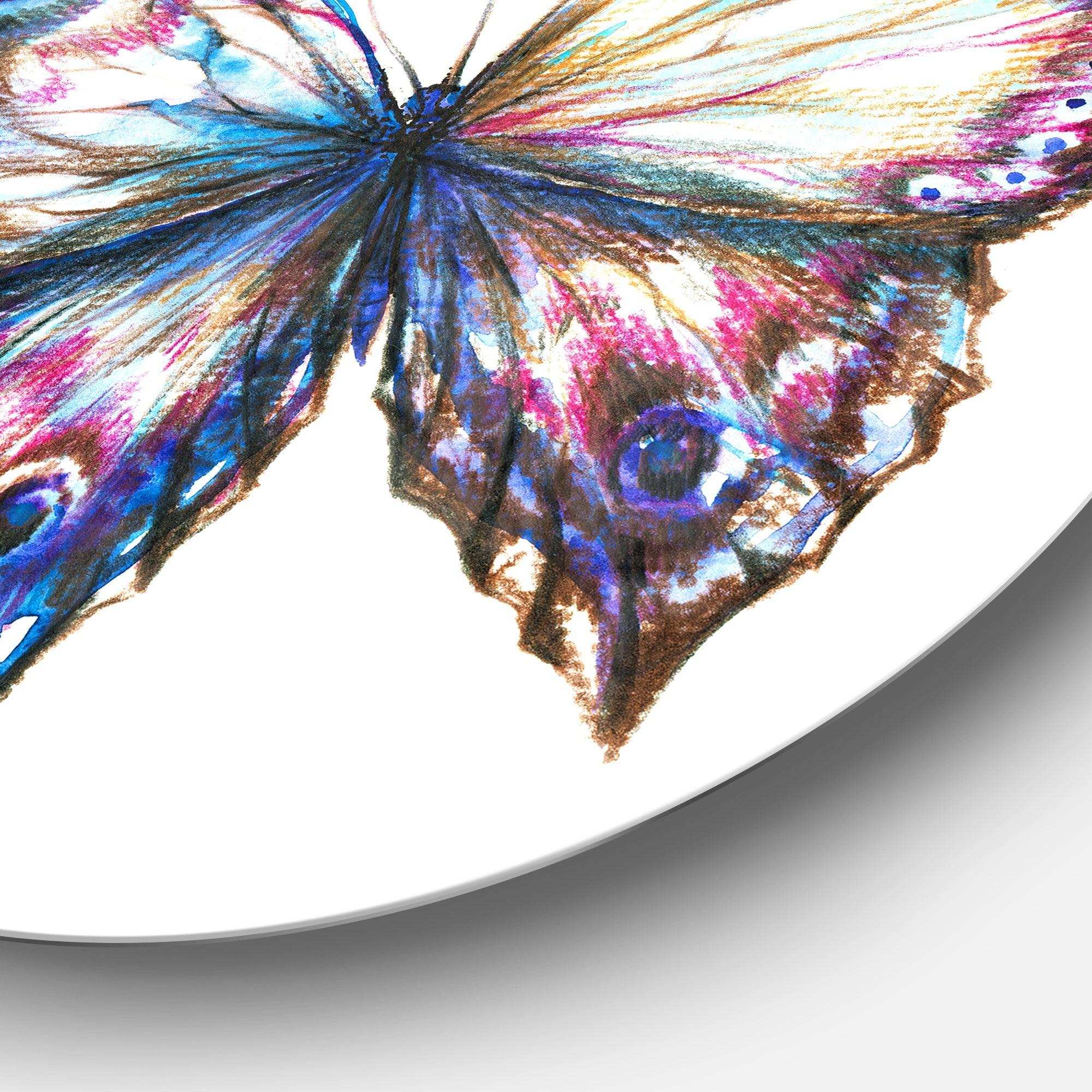 Isolated Butterfly - Animal Round Metal Wall Art