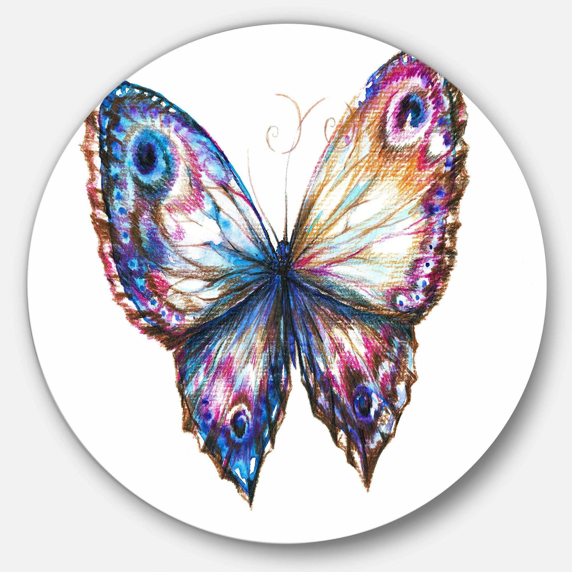Isolated Butterfly - Animal Round Metal Wall Art