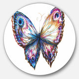 Isolated Butterfly - Animal Round Metal Wall Art