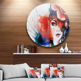 Woman with Rose - Abstract Circle Metal Wall Decor