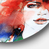 Woman with Rose - Abstract Circle Metal Wall Decor