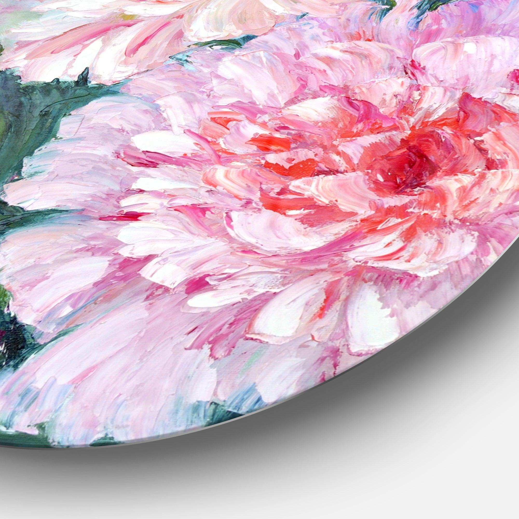Full Blown Peonies - Floral Circle Metal Wall Decor