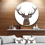 Deer Head in Front - Animal Round Metal Wall Art