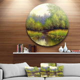 Green Summer with River - Landscape Circle Metal Wall Decor