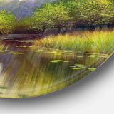 Green Summer with River - Landscape Circle Metal Wall Decor