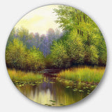 Green Summer with River - Landscape Circle Metal Wall Decor