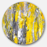 Grey and Yellow Abstract Pattern - Abstract Metal Circle Wall Art
