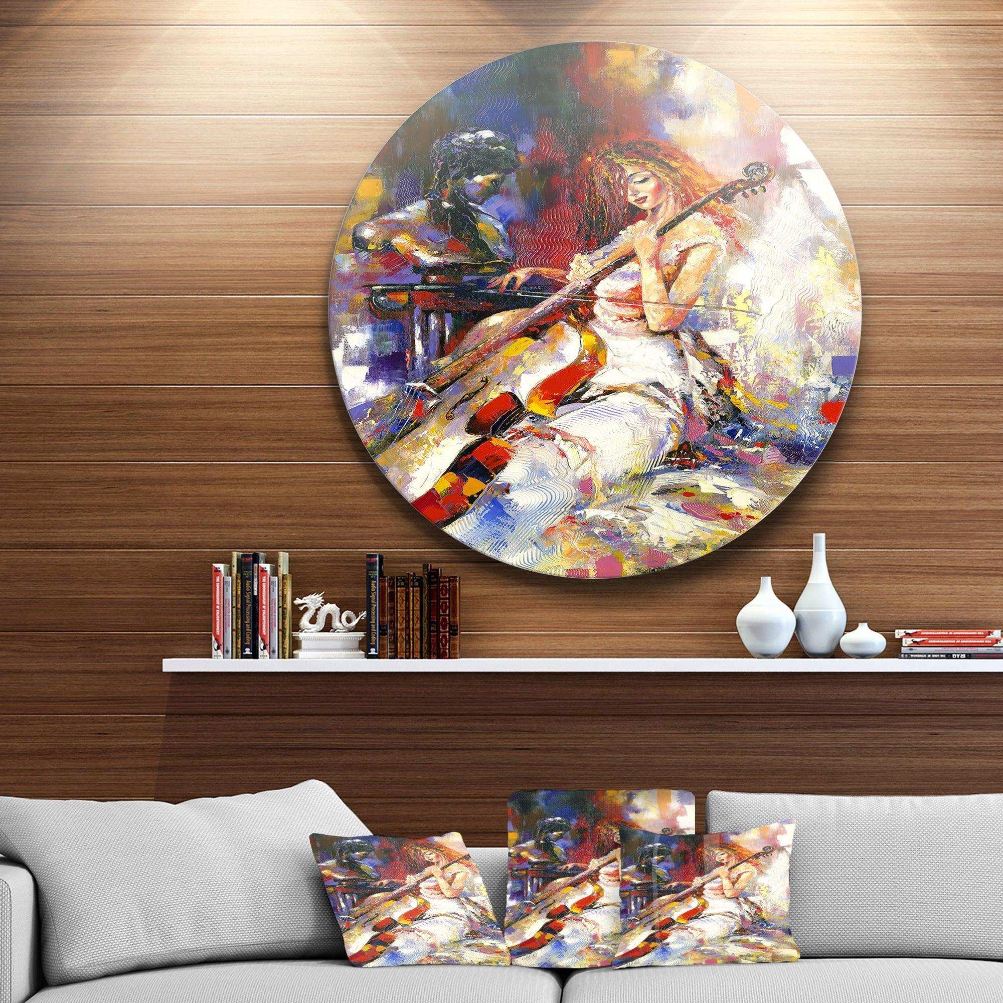 The Guitarists - Abstract Circle Metal Wall Decor