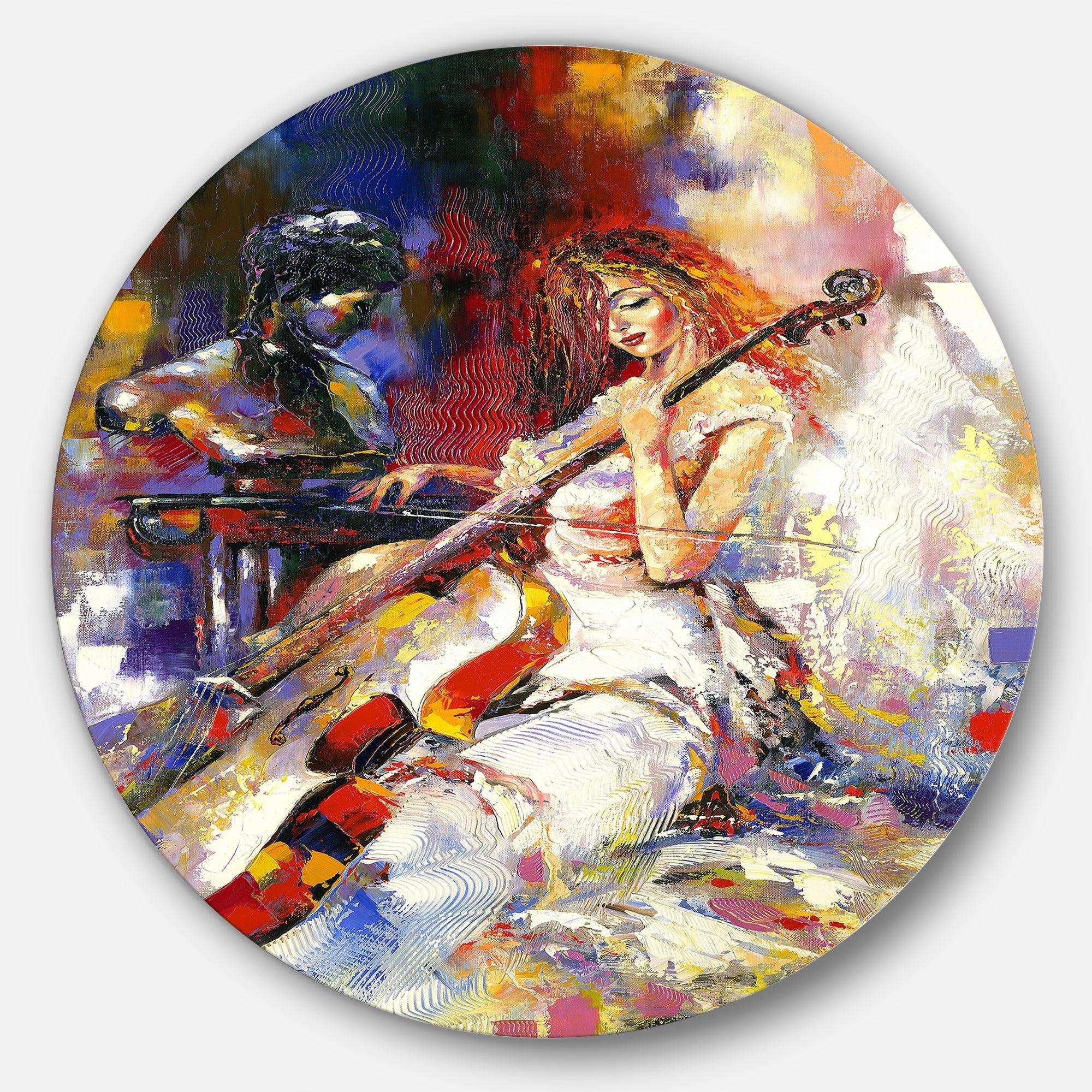 The Guitarists - Abstract Circle Metal Wall Decor