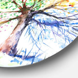 Four Seasons Tree - Floral Large Metal Circle Wall Art