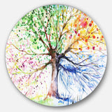 Four Seasons Tree - Floral Large Metal Circle Wall Art