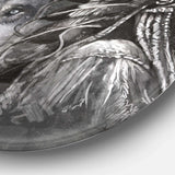 Wolf and American Indian Chief - Animal Round Metal Wall Art