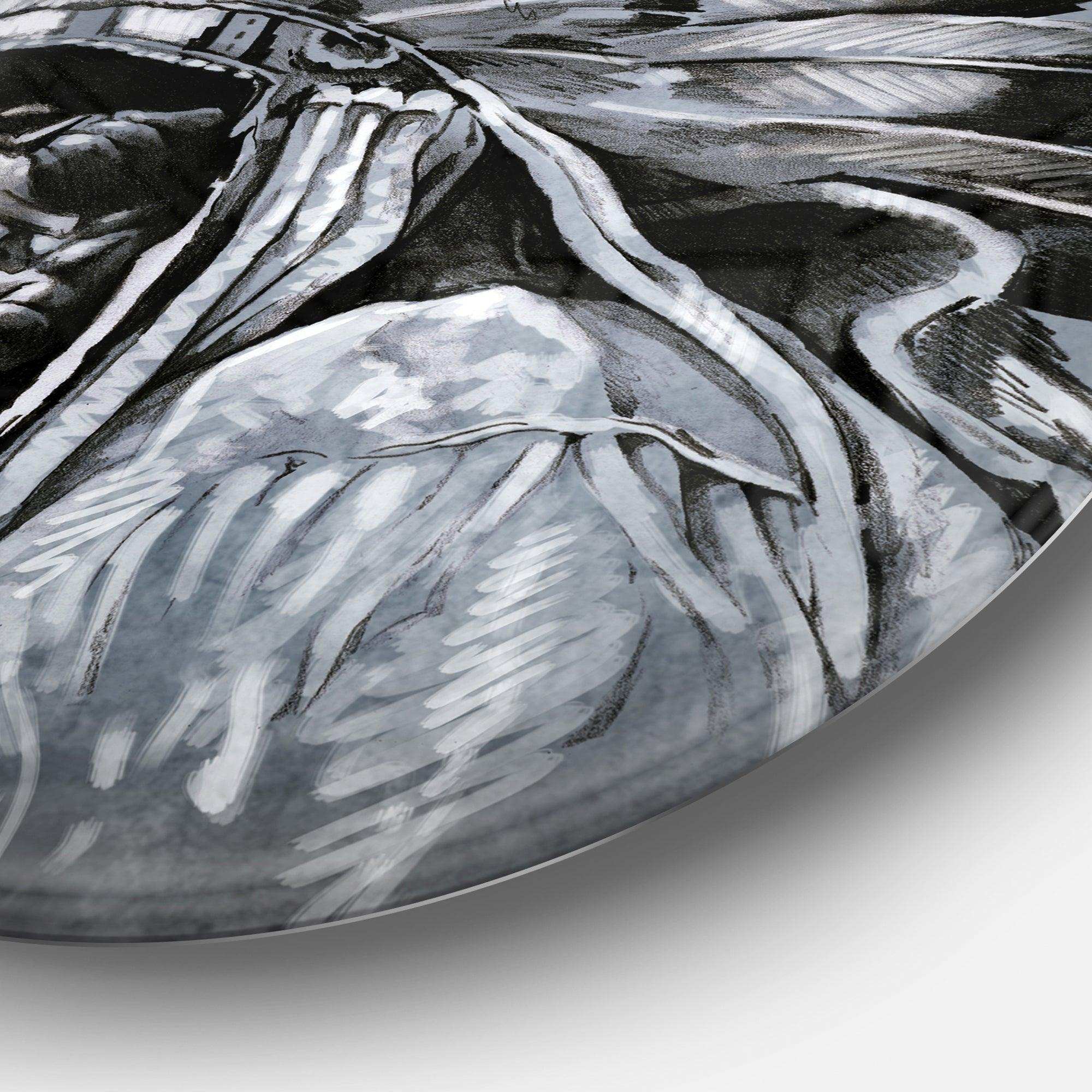 American Indian Tattoo Art - Americana Circle Metal Wall Decor