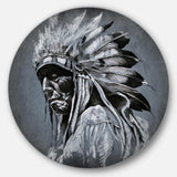 American Indian Tattoo Art - Americana Circle Metal Wall Decor