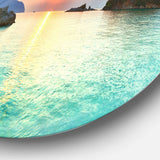 Sunrise Panorama - Seascape Photography Metal Circle Wall Art