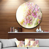 Blooming Cherry Flowers - Floral Photography Round Metal Wall Art