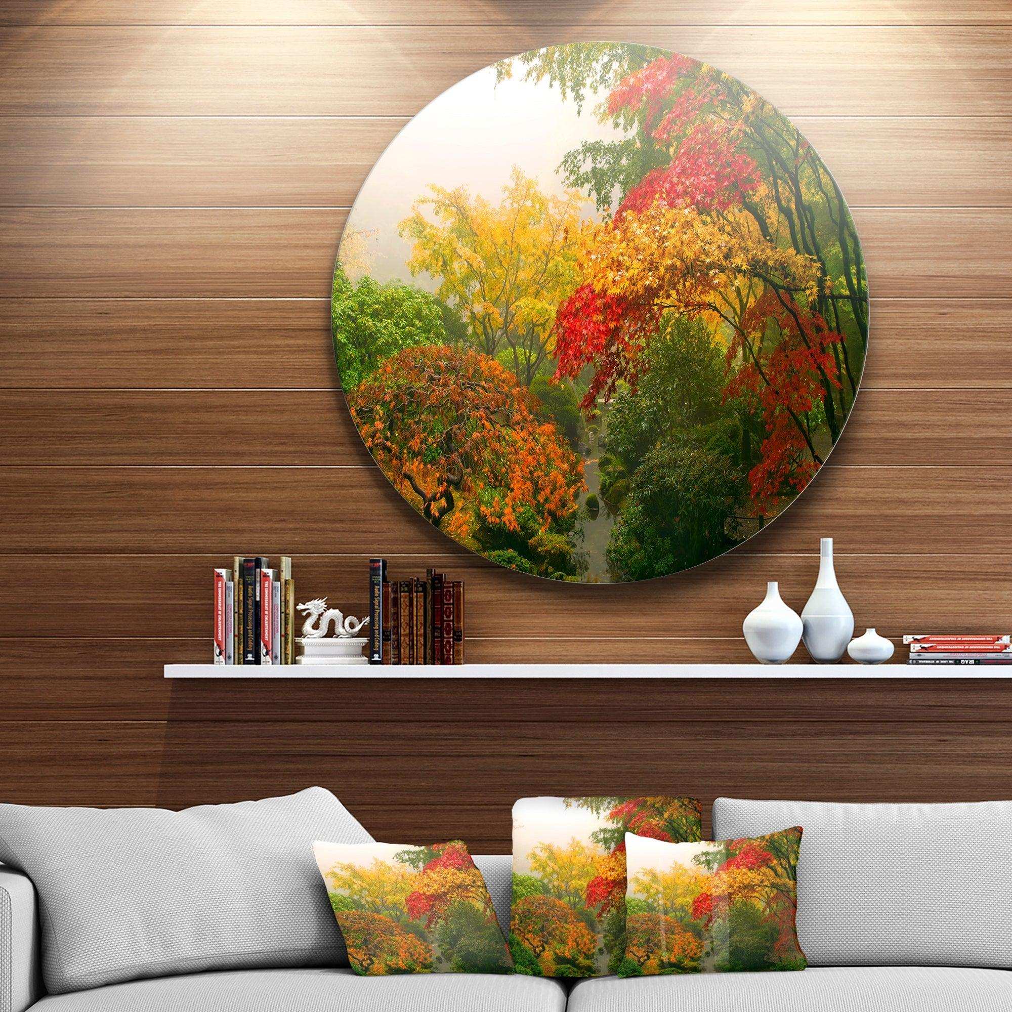 Colorful Maple Trees - Floral Photography Metal Circle Wall Art