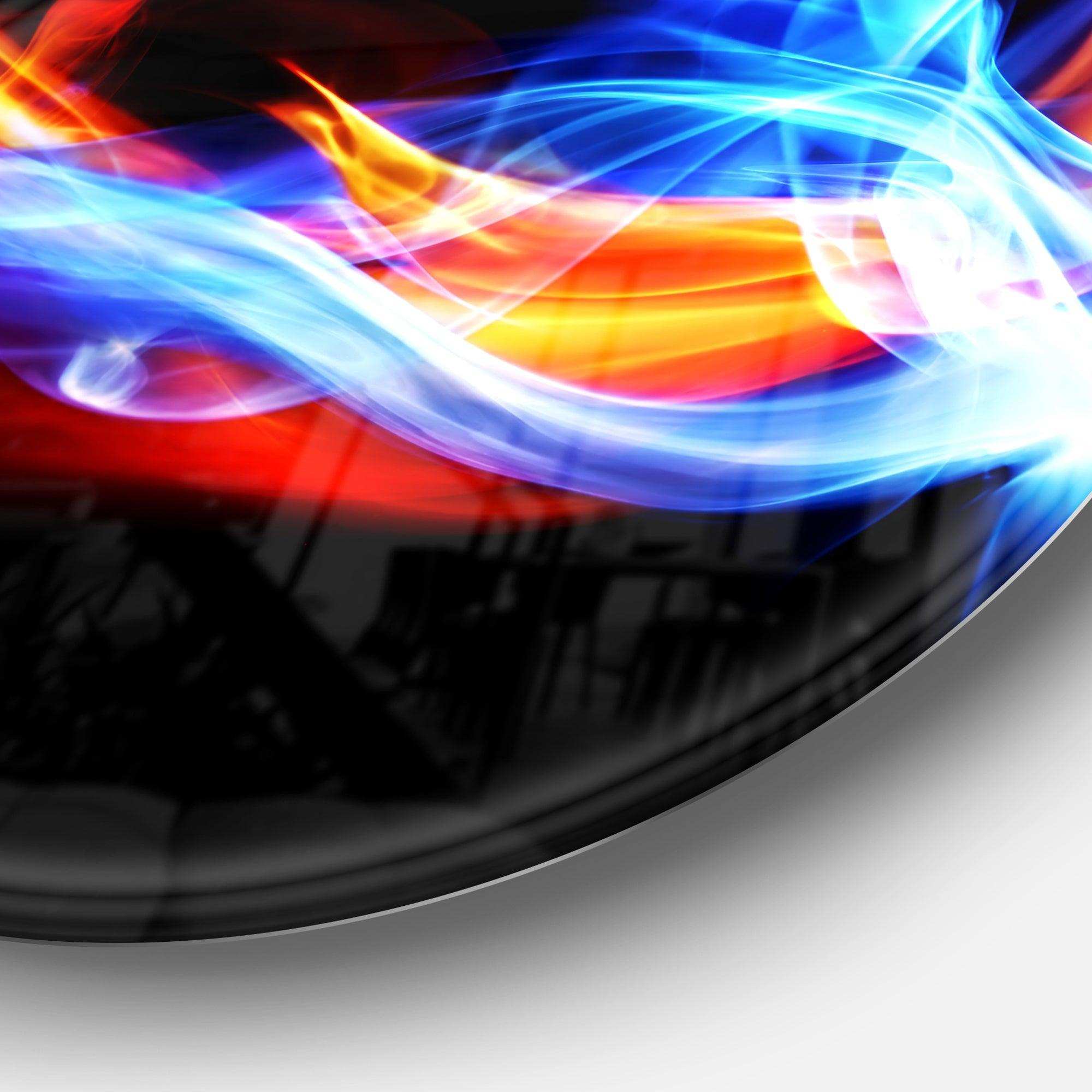 Fire and Ice - Abstract Metal Circle Wall Art