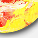 Yellow and Red Abstract Art - Abstract Round Metal Wall Art