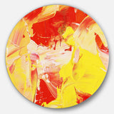 Yellow and Red Abstract Art - Abstract Round Metal Wall Art