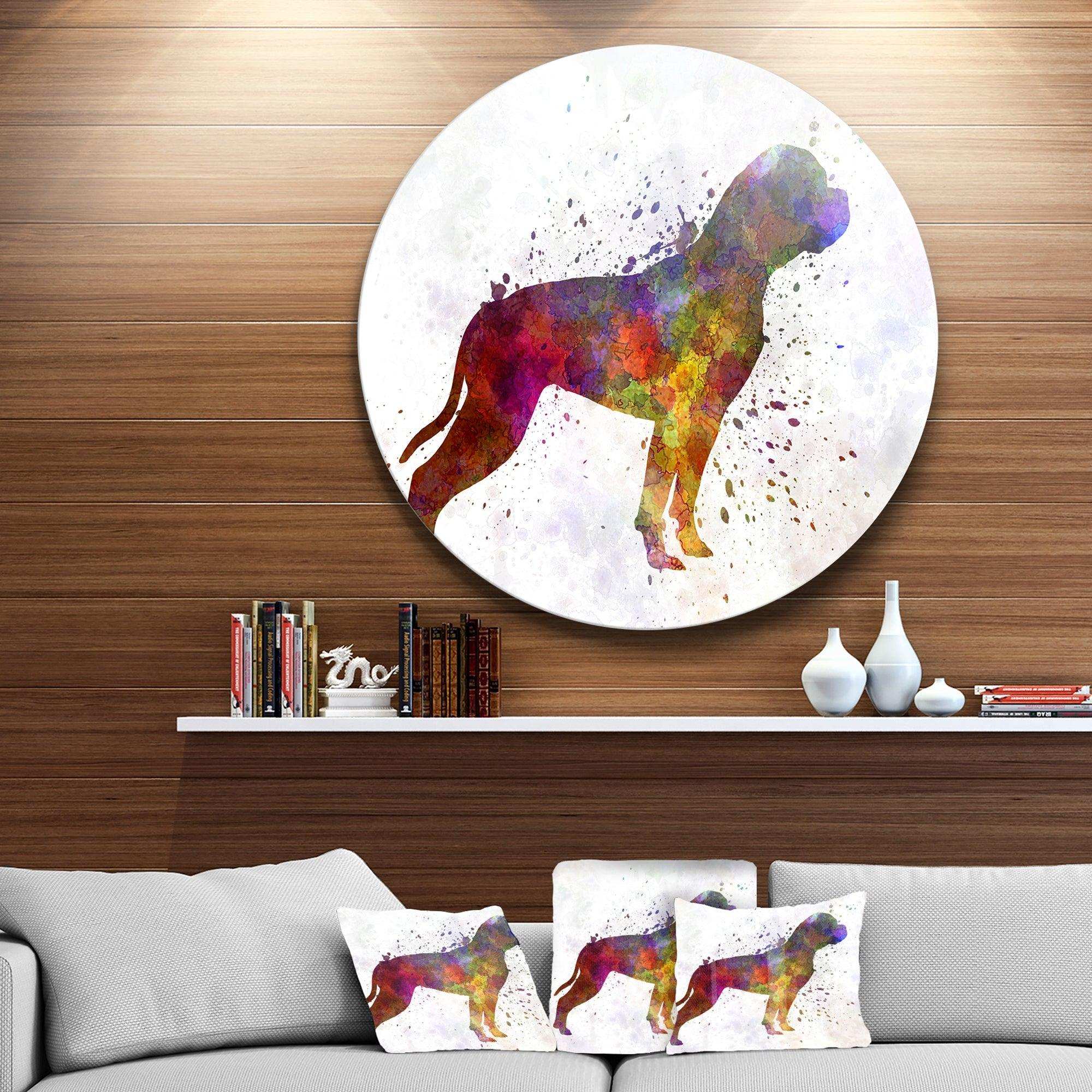 American Bulldog - Animal Metal Circle Wall Art