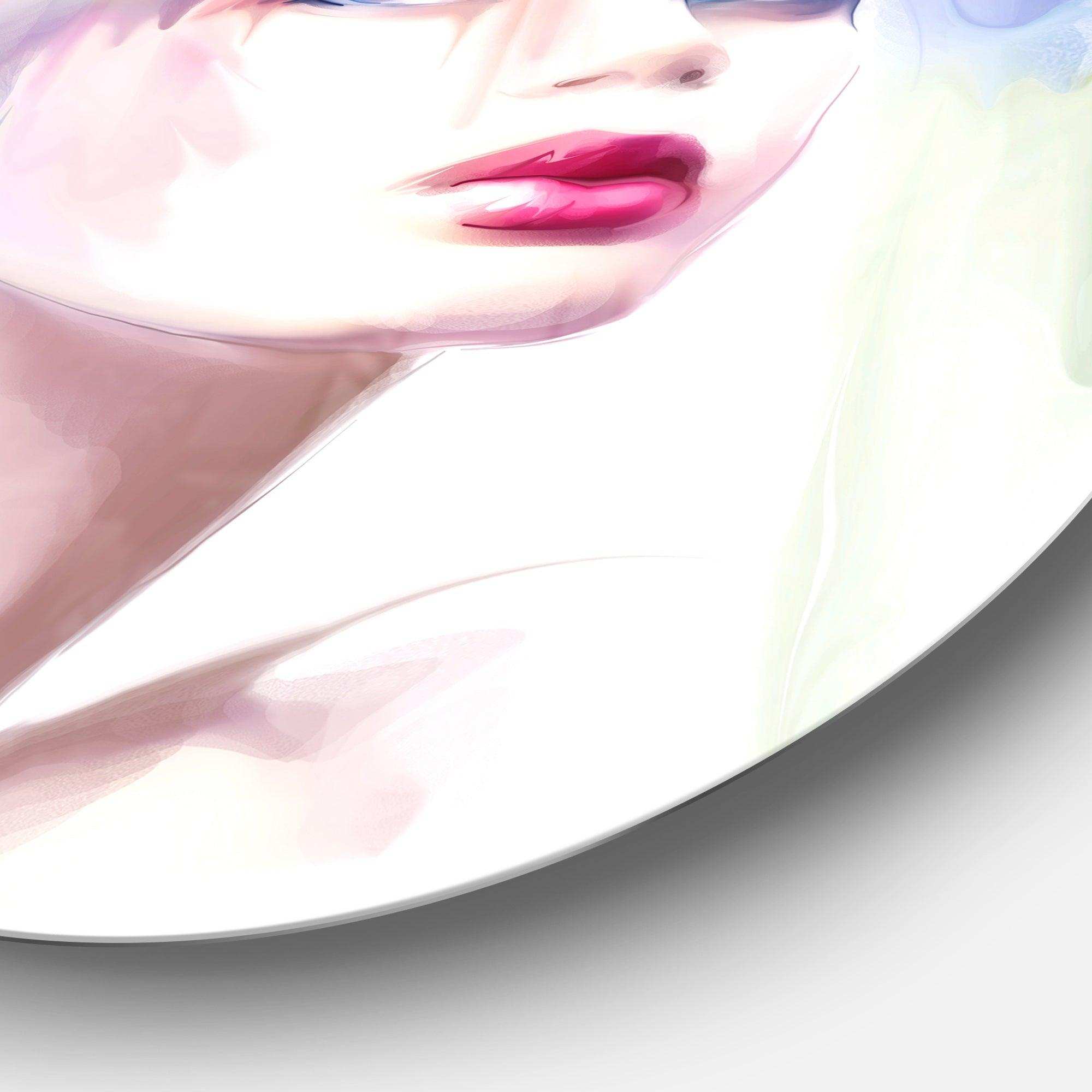 Portrait of Beautiful Girl - People Round Metal Wall Art