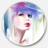 Portrait of Beautiful Girl - People Round Metal Wall Art