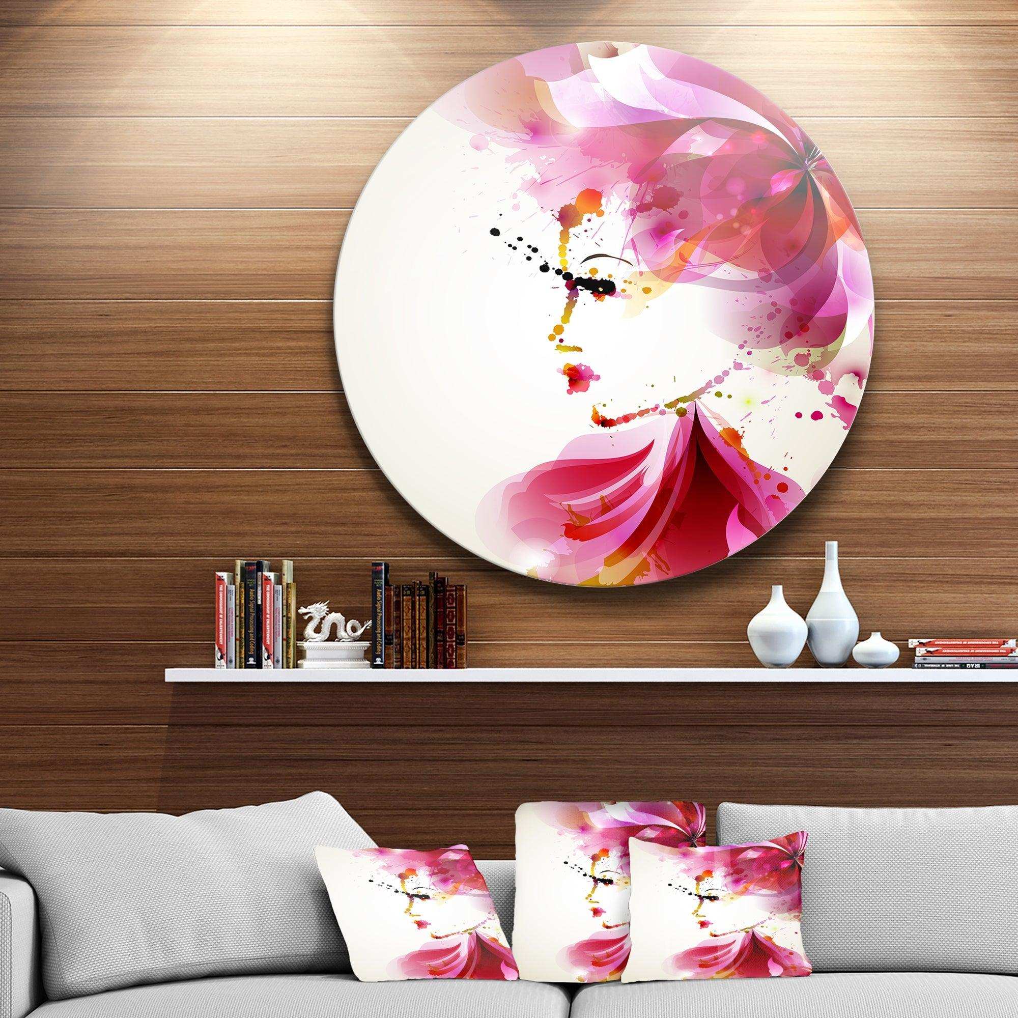 Fashion Woman with Abstract Hair - Abstract Circle Metal Wall Decor