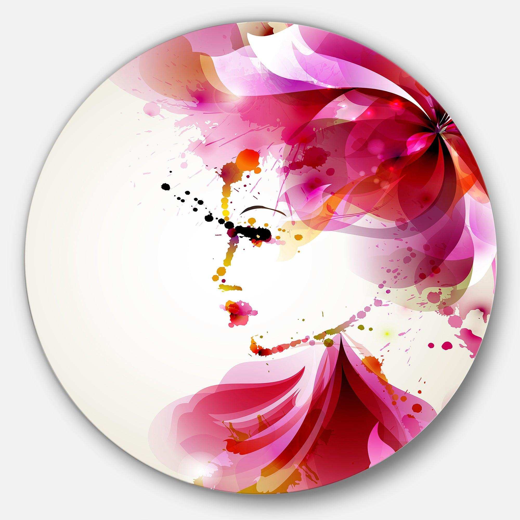 Fashion Woman with Abstract Hair - Abstract Circle Metal Wall Decor