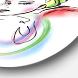 Drawing Portrait of Woman - Portrait Metal Circle Wall Art