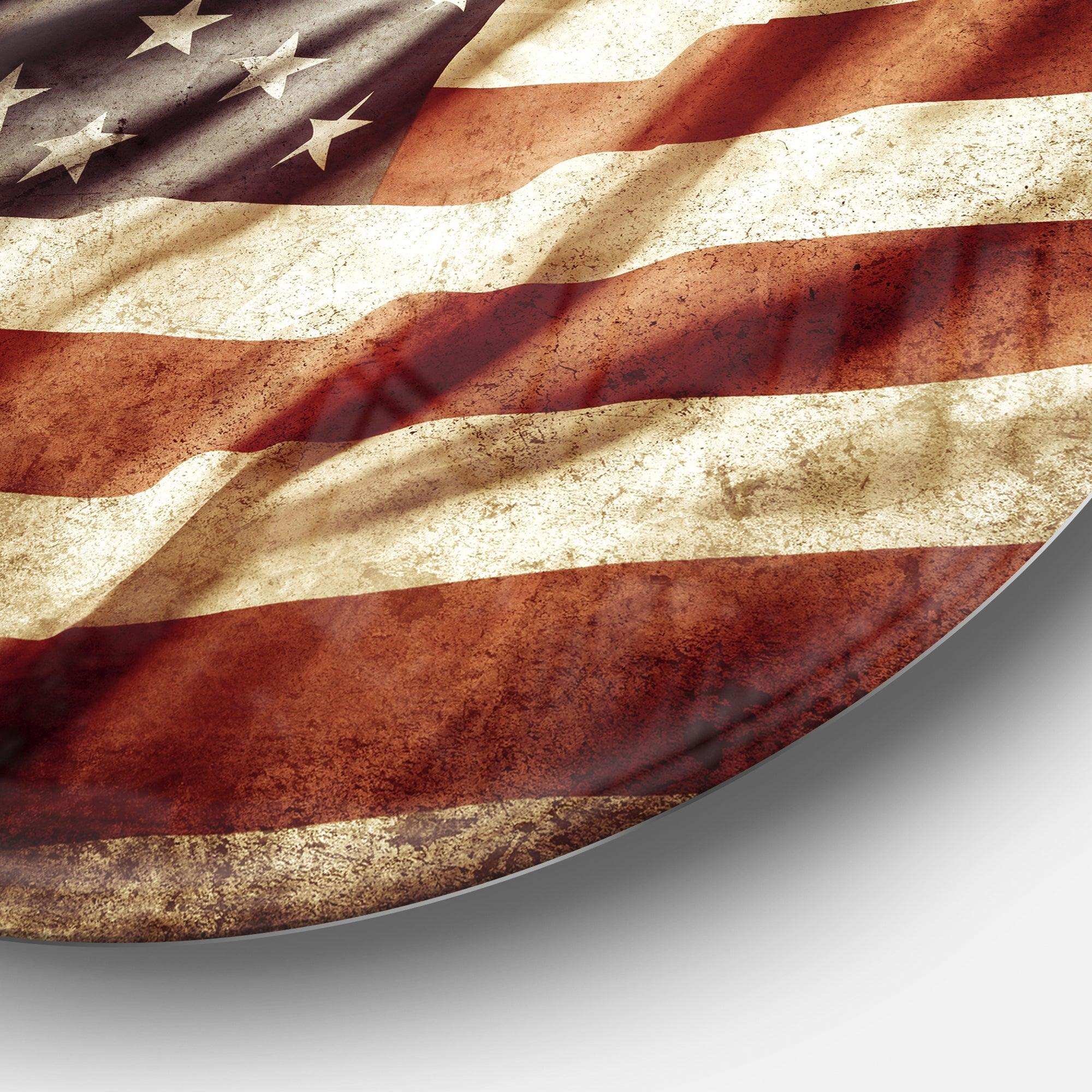 American Flag - Map Metal Circle Wall Art