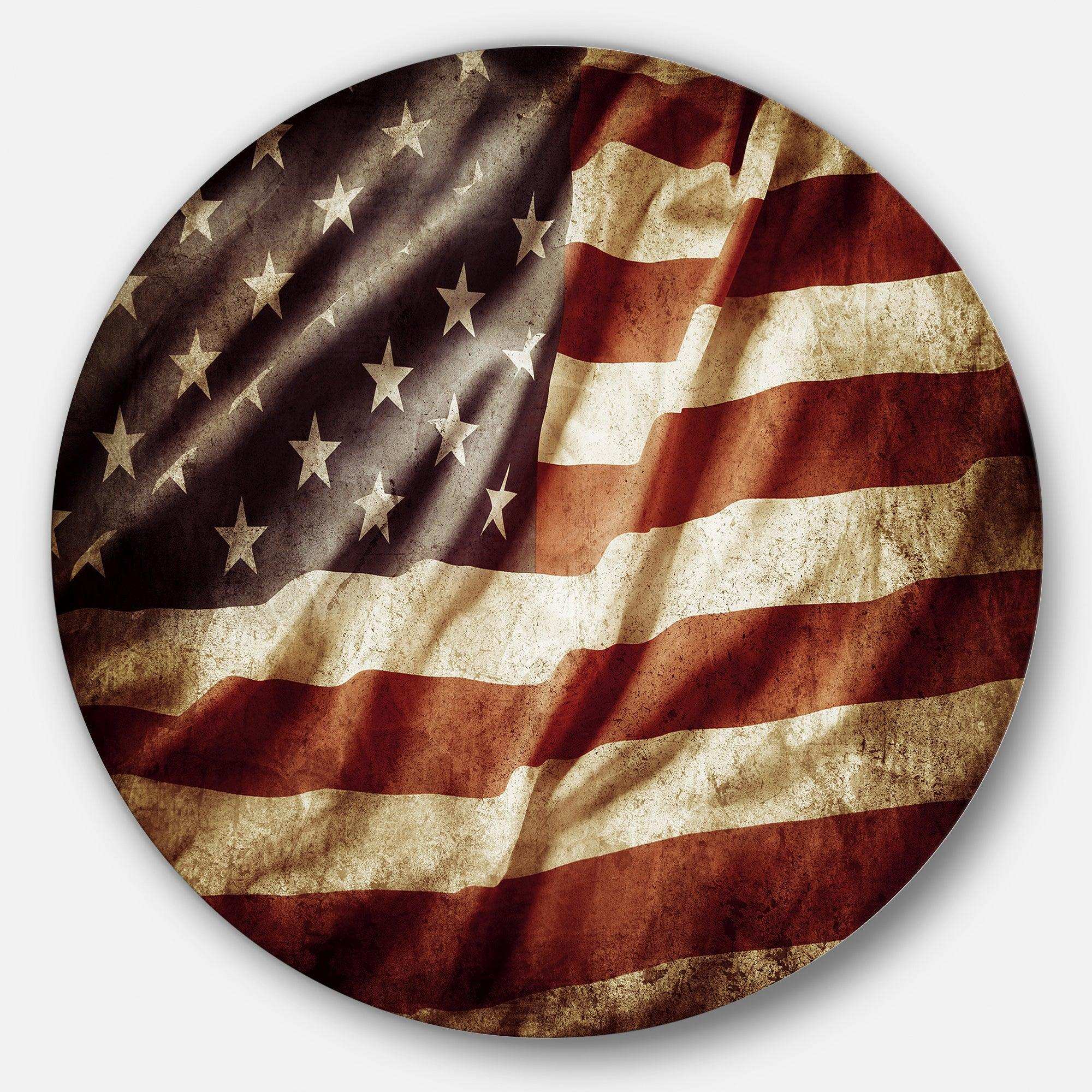 American Flag - Map Metal Circle Wall Art