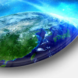 Planet Earth in Universe - Landscape Circle Metal Wall Decor