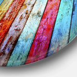 Vintage Wooden Pattern - Impressionism Oversized Circle Metal Wall Art