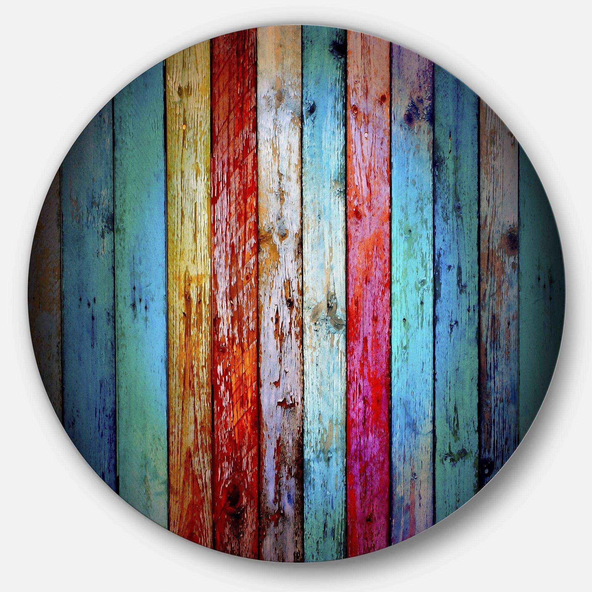 Vintage Wooden Pattern - Impressionism Oversized Circle Metal Wall Art