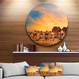 Camels in Wadi Rum - Landscape Photography Metal Circle Wall Art