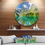 Bright Day Mountain Lake - Landscape Photography Round Metal Wall Art