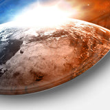 Planet with Sunrise in Space - Landscape Circle Metal Wall Decor