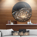 Fractal Flower with Golden Rays - Floral Oversized Circle Metal Wall Art
