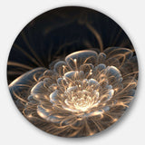 Fractal Flower with Golden Rays - Floral Oversized Circle Metal Wall Art