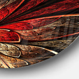 Fractal Flower in Yellow and Red - Floral Circle Metal Wall Decor