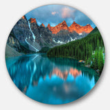 Moraine Lake Sunrise - Landscape Photography Round Metal Wall Art