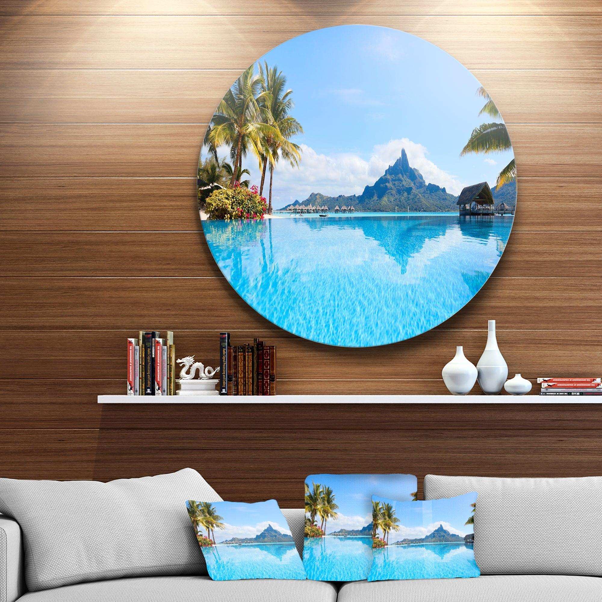 Bora Bora Landscape - Seascape Photography Circle Metal Wall Decor