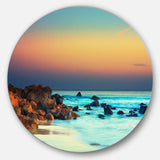 Sunset Over Blue Sky - Seascape Photography Metal Circle Wall Art