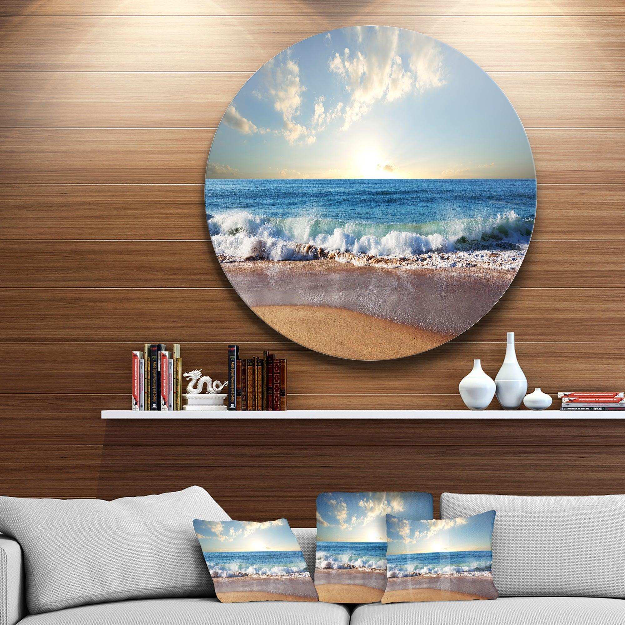 Sea Sunset - Seascape Photography Circle Metal Wall Decor