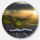 Open Book to Green Valley - Landscape Circle Metal Wall Decor